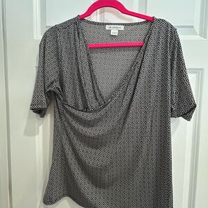Liz Claiborne Black and White Patterned Blouse